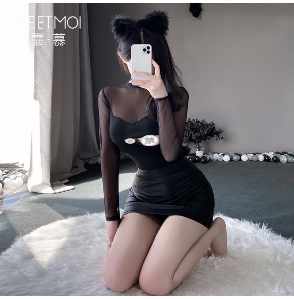 FEE ET MOI - Matte Slim Fit Bodycon Dress (Black)